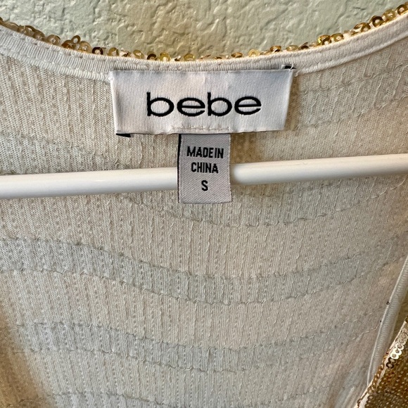 Bebe Gold and Cream‎ Sequin High Low Sexy Tank size S - Picture 5 of 7